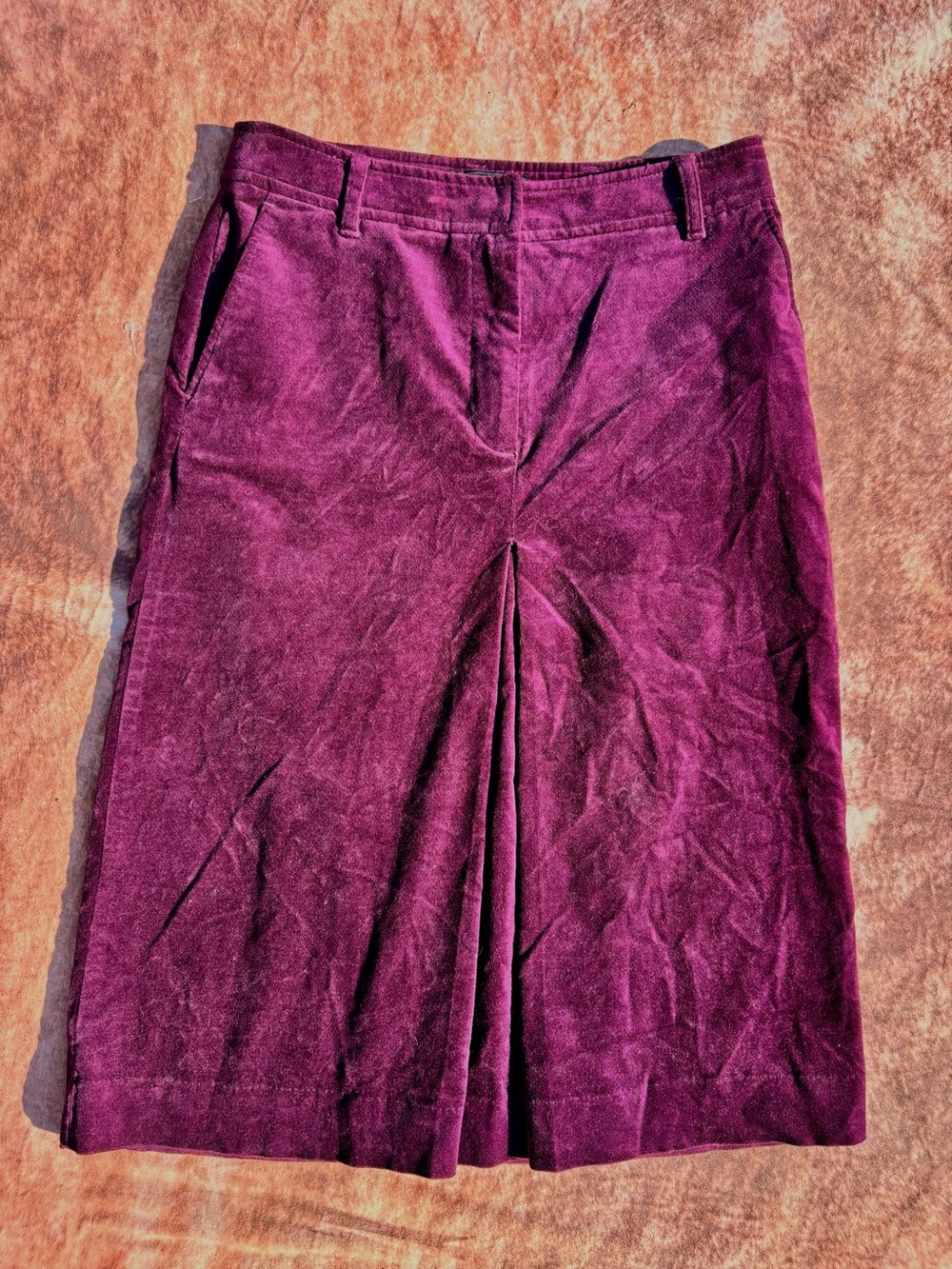 Talbots Plum Corduroy Midi Skirt with Front Pleat